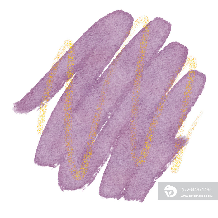 Purple gold Watercolor Stroke With Gold Glitter