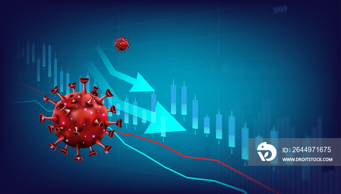 Business and financial digital graph. Stock market and trading Coronavirus or covid impact background.