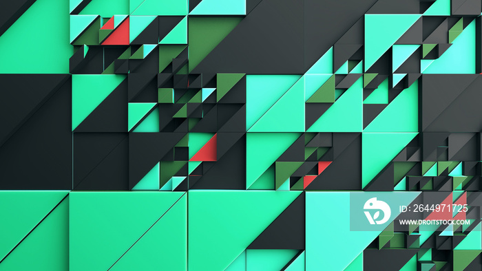 Triangular Patterns. Abstract triangular background with depth of field effect. Large number of green polygons