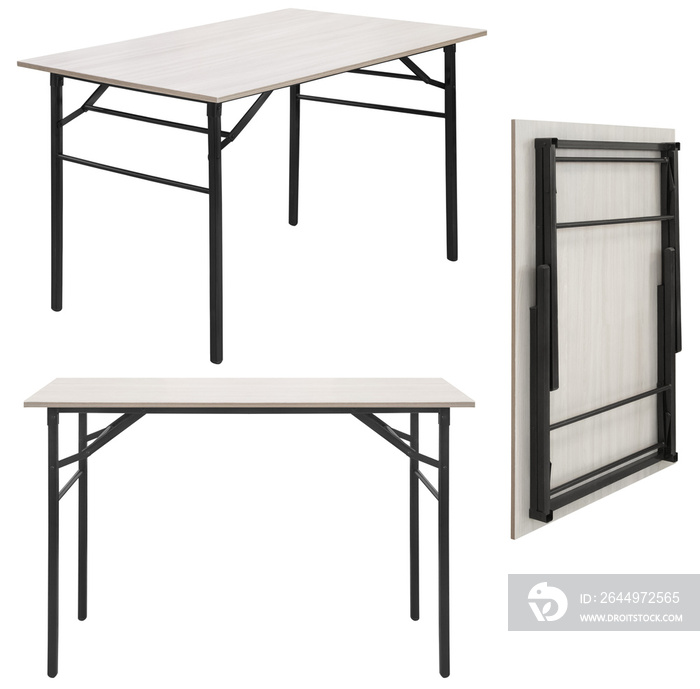 Folding table. Element of the interior. Isolated from the background. View from different angles