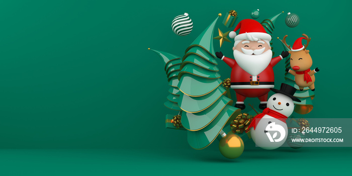 Merry Christmas and Happy new year 3d rendering.