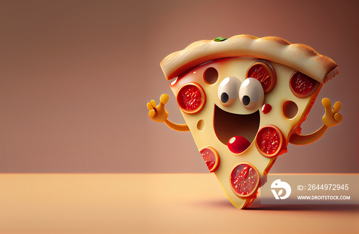 Cute pizza character, 3D rendering