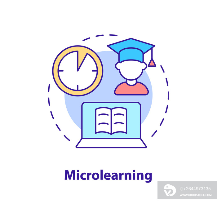 Microlearning concept icon. Short time lessons. Electronic learning method abstract idea thin line illustration. Isolated outline drawing