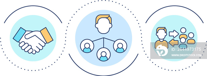 Partnership loop concept icon. Affiliate marketing. Leadership skills. Make commercial deal abstract idea thin line illustration. Isolated outline drawing