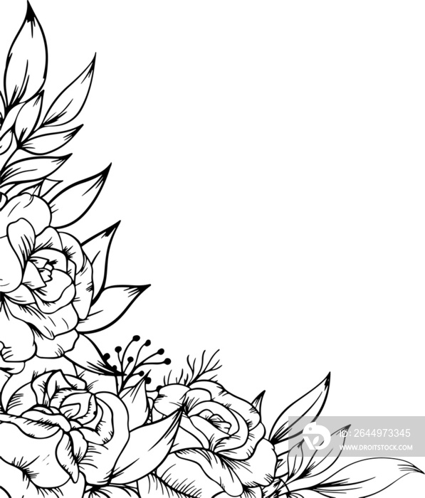 outline flower border frame decoration