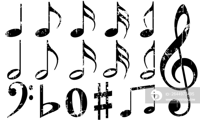 vintage music melody icons