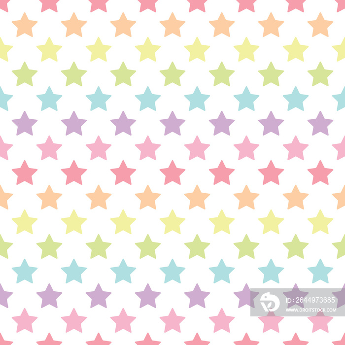 pastel rainbow star seamless pattern, PNG illustration with transparent background