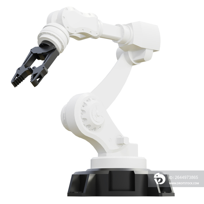 Robotic arm on white background. 3d rendering.