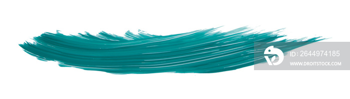 Turquoise paintbrush isolated on transparent background. deep lake green brush, png