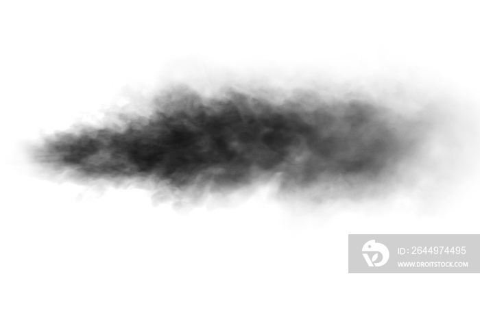 Abstract black puffs of smoke swirl overlay on transparent background pollution. Royalty high-quality free stock PNG image of abstract smoke overlays on white background. Black smoke swirls fragments