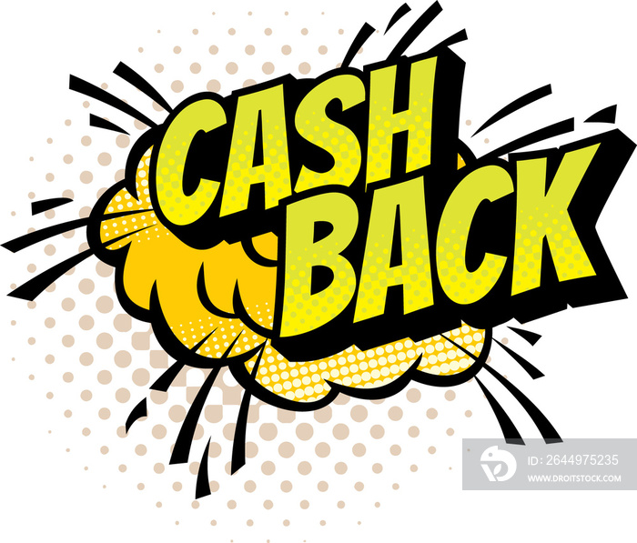 Pop art comic cash back cloud isolated sign icon