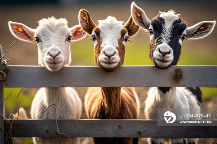 Three little sheep in the sheep pen.