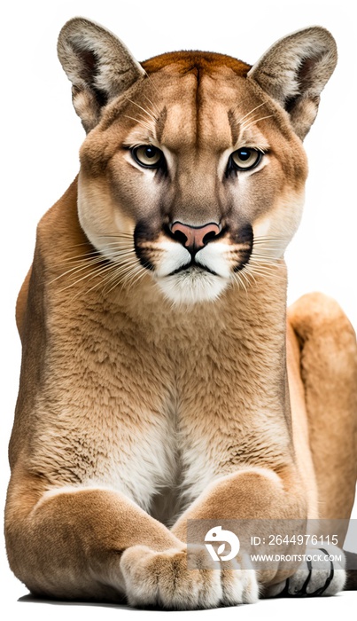 Beautiful works of creation, amazing animals that dazzle the eyes, isolated background cougar