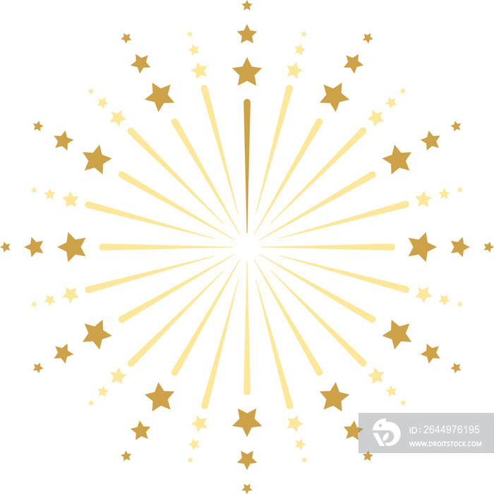 Star shape gold fireworks explosion pattern