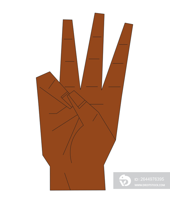 Diverse Hand Signals Number 6 ASL Dark Medium Skin Tone