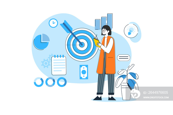 Business target Illustration concept on white background