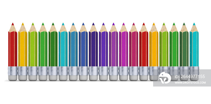 Set of colorful 3d pencils for back to school