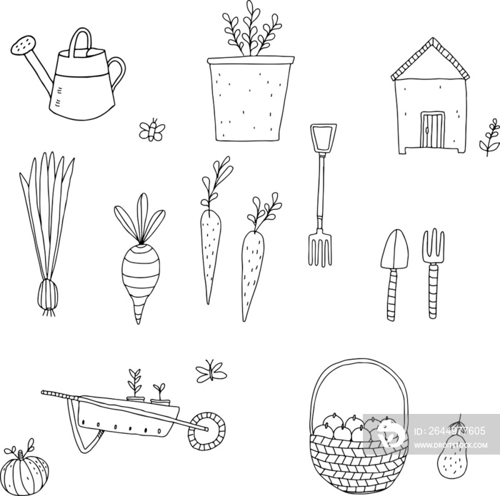 Garden tools set. Vector illustration of gardening element.