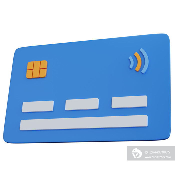 3d rendering blue credit card isolated