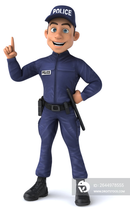 Fun 3D illustration of a cartoon Police Officer