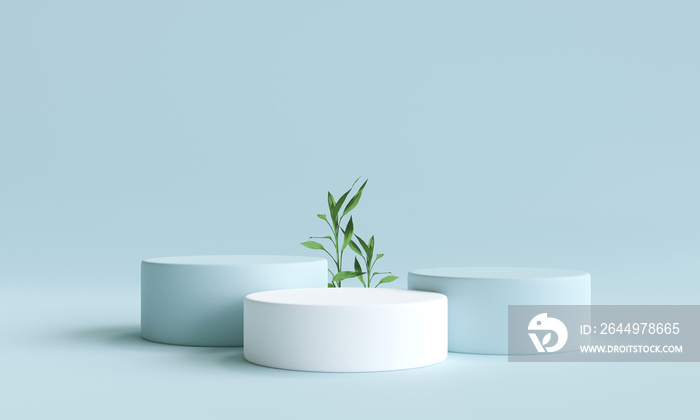 geometric podium for product presentation. Natural beauty pedestal, relaxation and health, 3d illustration.