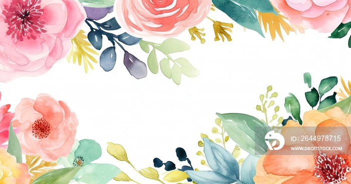 Un fond de cadre floral aquarelle coloré. Idéal pour la publicité de produits avec espace de copie.