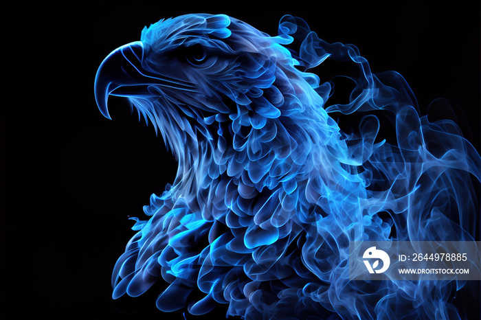 unique, digital, art, eagle, bird, america, smoke, blue