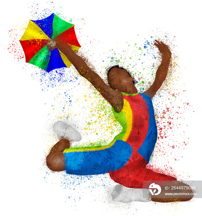 Carnaval Frevo Splash Guarda-chuva Colorido Pessoa Pulando Dançando Nordeste Pernambuco