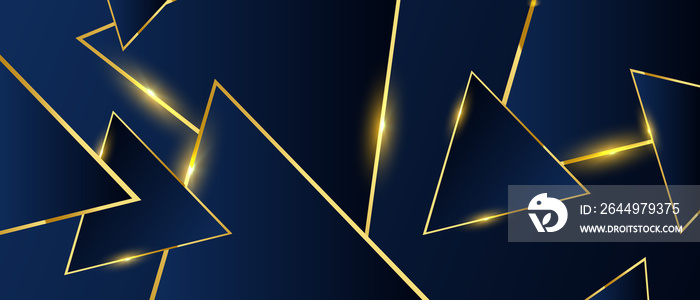 Abstract triangles pattern luxury dark blue with gold background