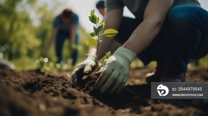 men are planting trees and watering them to help increase oxygen in the air and reduce global warming, Save world save life and Plant a tree