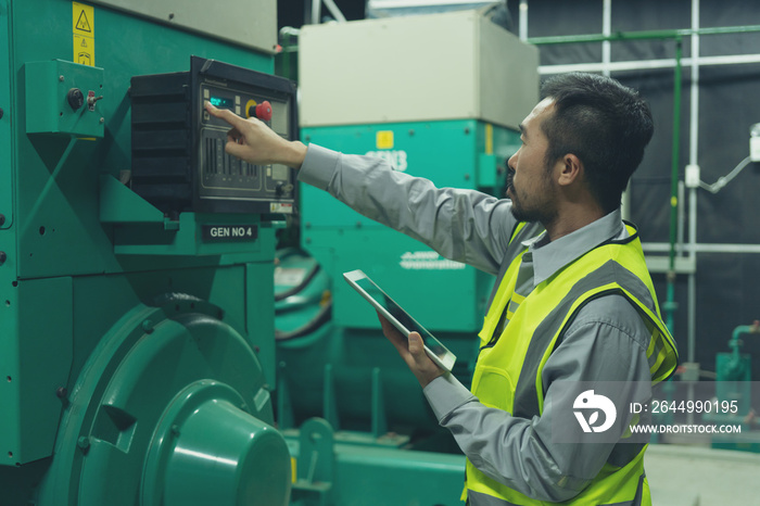 the technician preventive maintenance checking of generator power backup