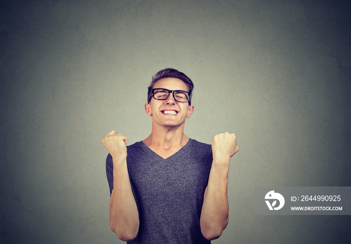 Excited man celebrating a victory