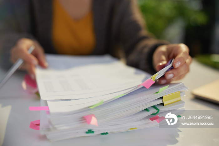 tax time. accountant woman working with documents