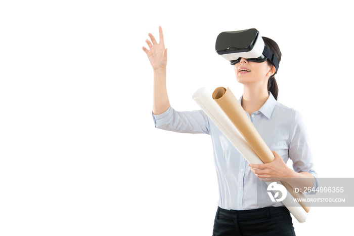 woman wearing experience VR virtual reality