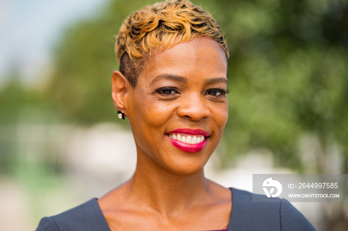 Black Businesswoman Outside at the Park in a Dress