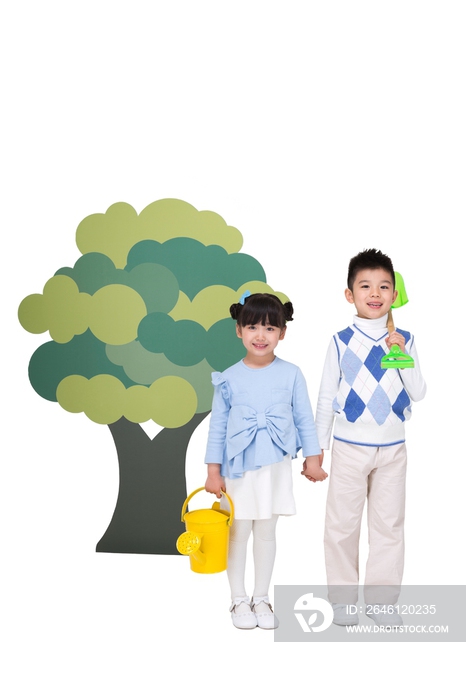 创意绿色环保儿童保护树木