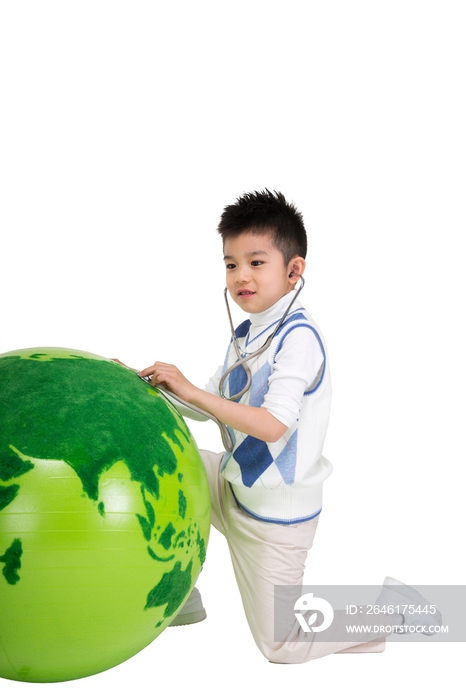 创意绿色地球和儿童