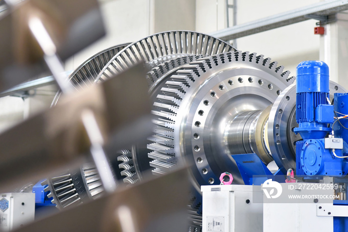 manufacturing gas turbines in an industrial factory