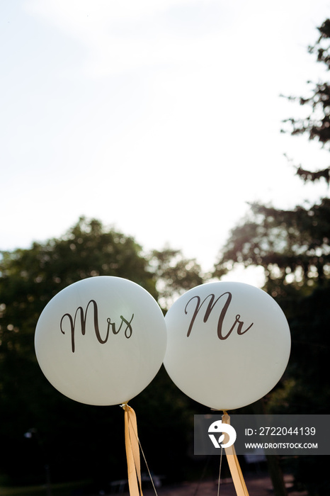 巴龙夫妇-白色结婚气球