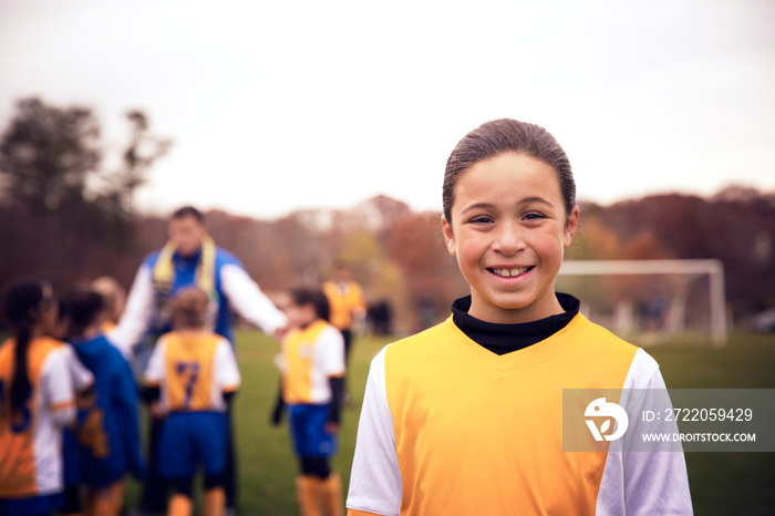 Portrait of girl (8-9) soccer player