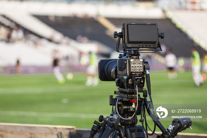 足球比赛的电视摄像机记录