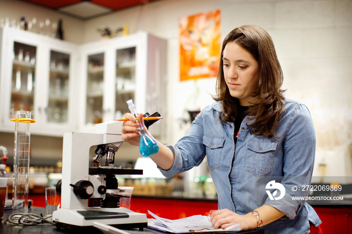 Brewery worker doing research in lab