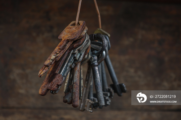 Bunch of vintage old keys from different locks. A lot of different old keys from different locks, ha