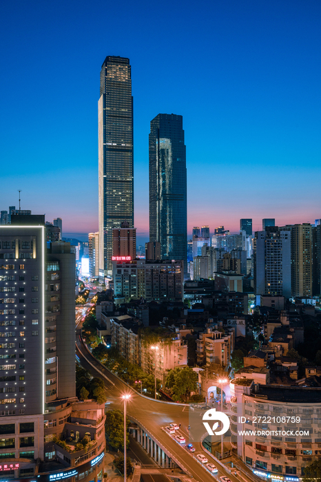 长沙第一高楼九龙仓国金中心IFS城市夜景