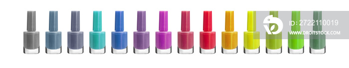 Group of bright color nail polishes