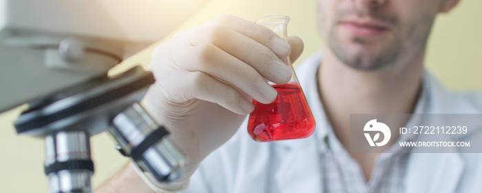 scientist search and test chemical liquid in tube test