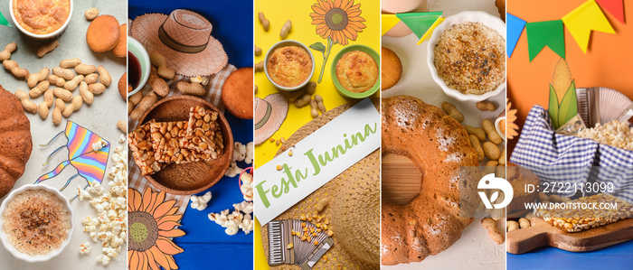 Collage of traditional tasty food for Festa Junina (June Festival)