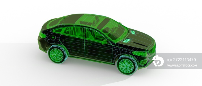 Wireframe rendering of autonomous electric car