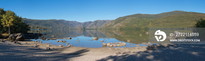 Panoramic view of Lago de Sanabria near Galende,Zamora,Castile and León,Spain,Europe