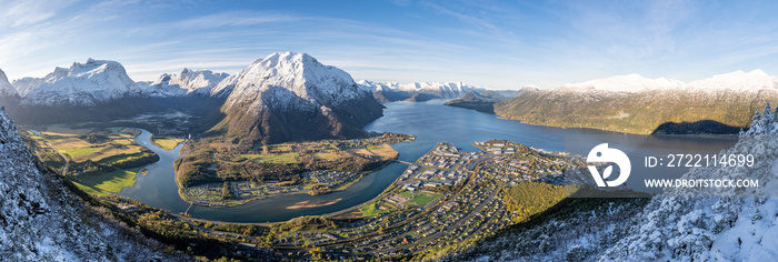 Panoramic view over the Andalsnes valley.